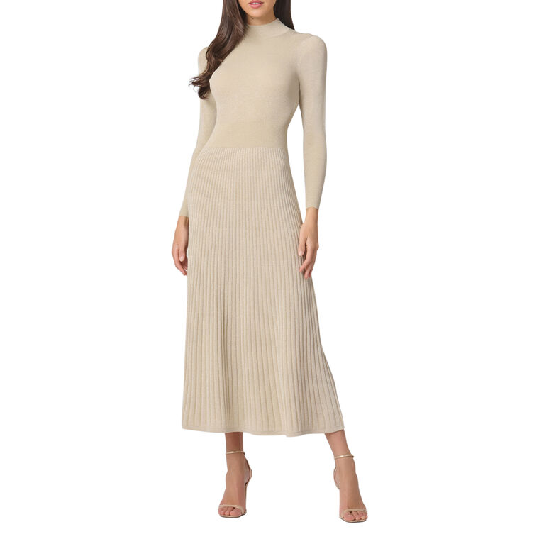 Autumn Long Sleeve Metallic Knit Maxi Dress image number null