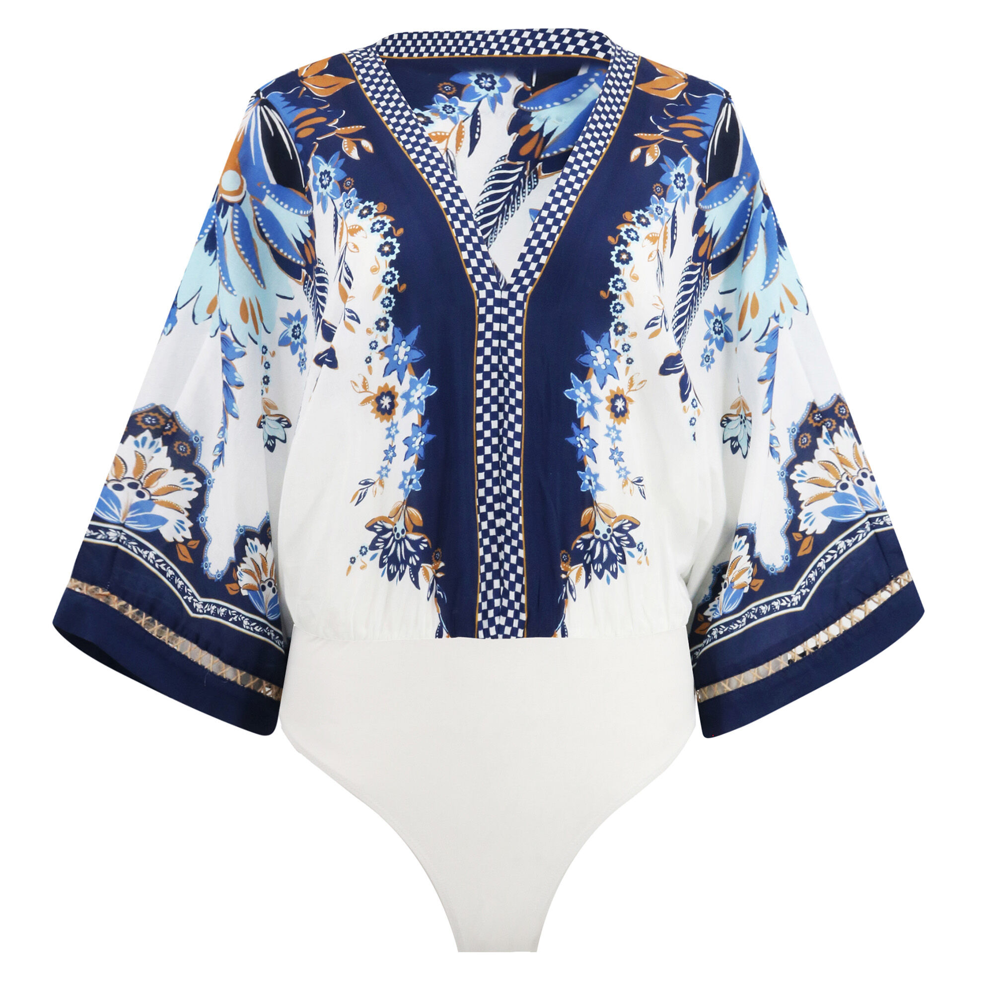 Farm Rio Ana Tapestry Kimono-Sleeve Bodysuit | Tootsies