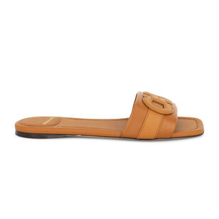 Gancini Leather Flat Slide Sandal