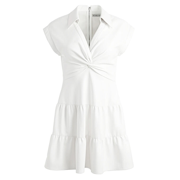 Mila Vegan Leather Deep V-Neck Twist Front Mini Dress image number null