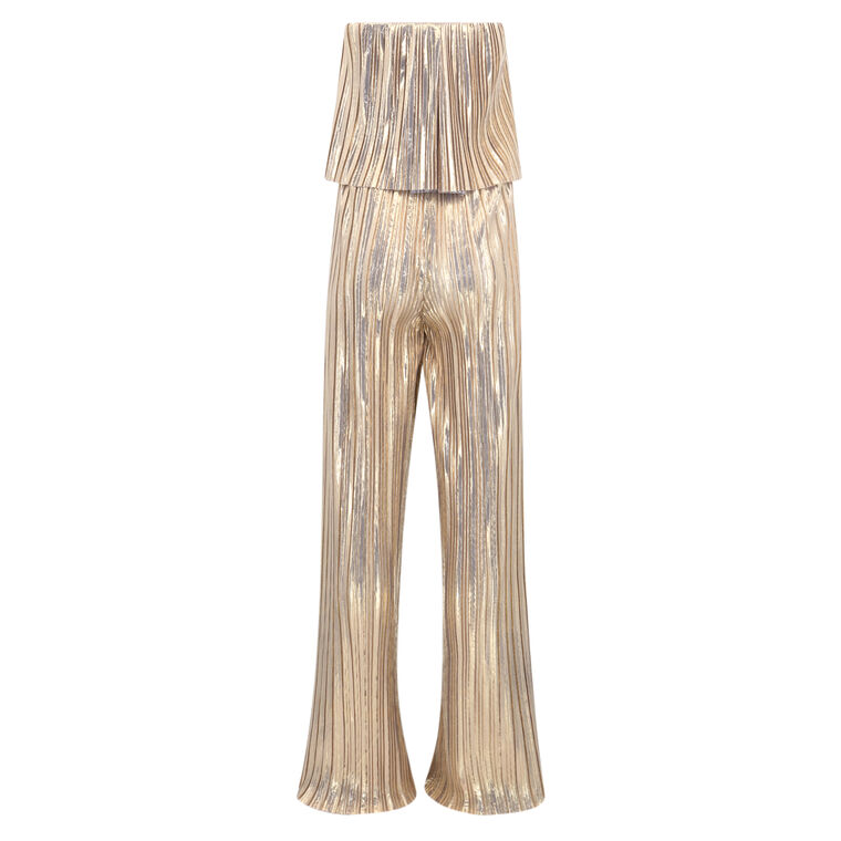 Collina Pleated Metallic Jumpsuit image number null
