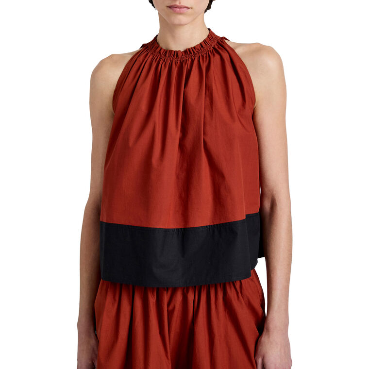 Esme Colorblocked Halter Top In Poplin image number null