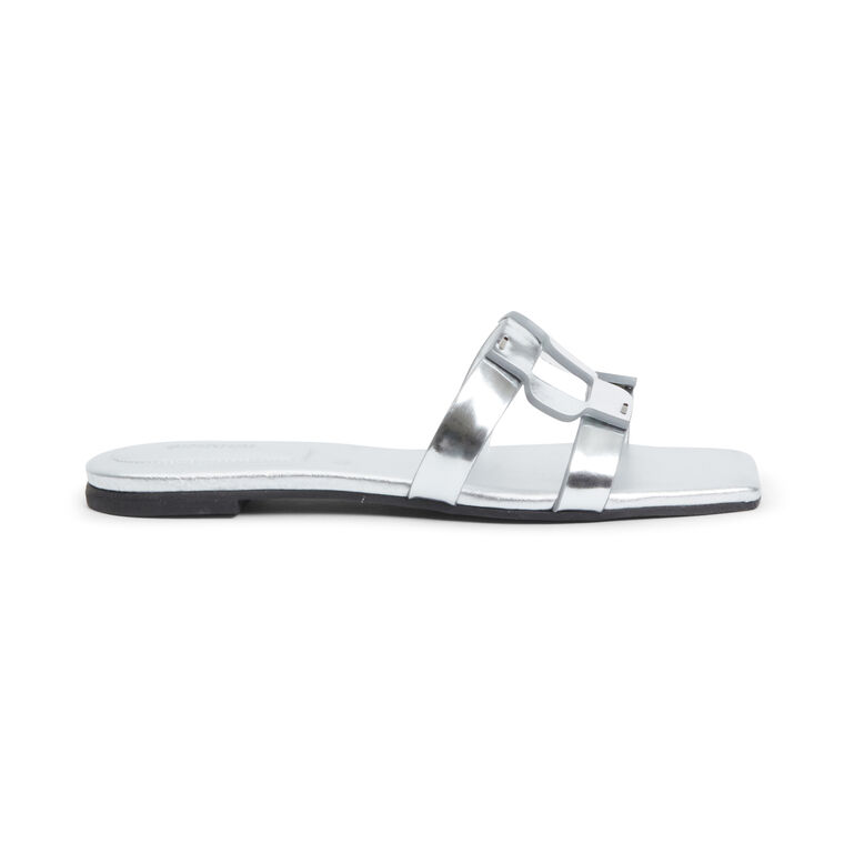 Simkhai Monogram Metallic Flat Slide Sandal image number null