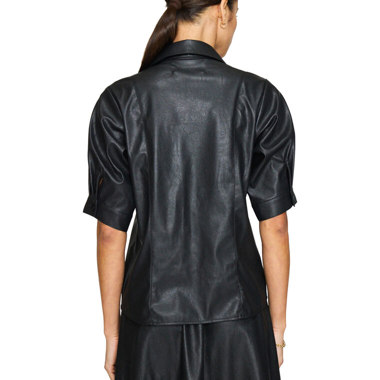 The Max Short Sleeve Vegan Leather Shirt image number null