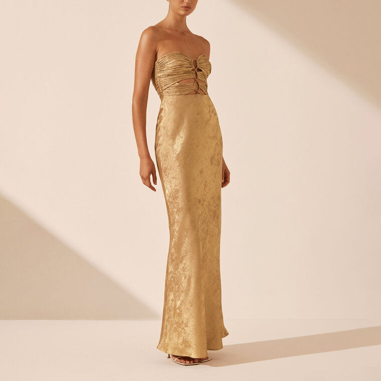 Royale Strapless Lace Up Maxi Dress image number null