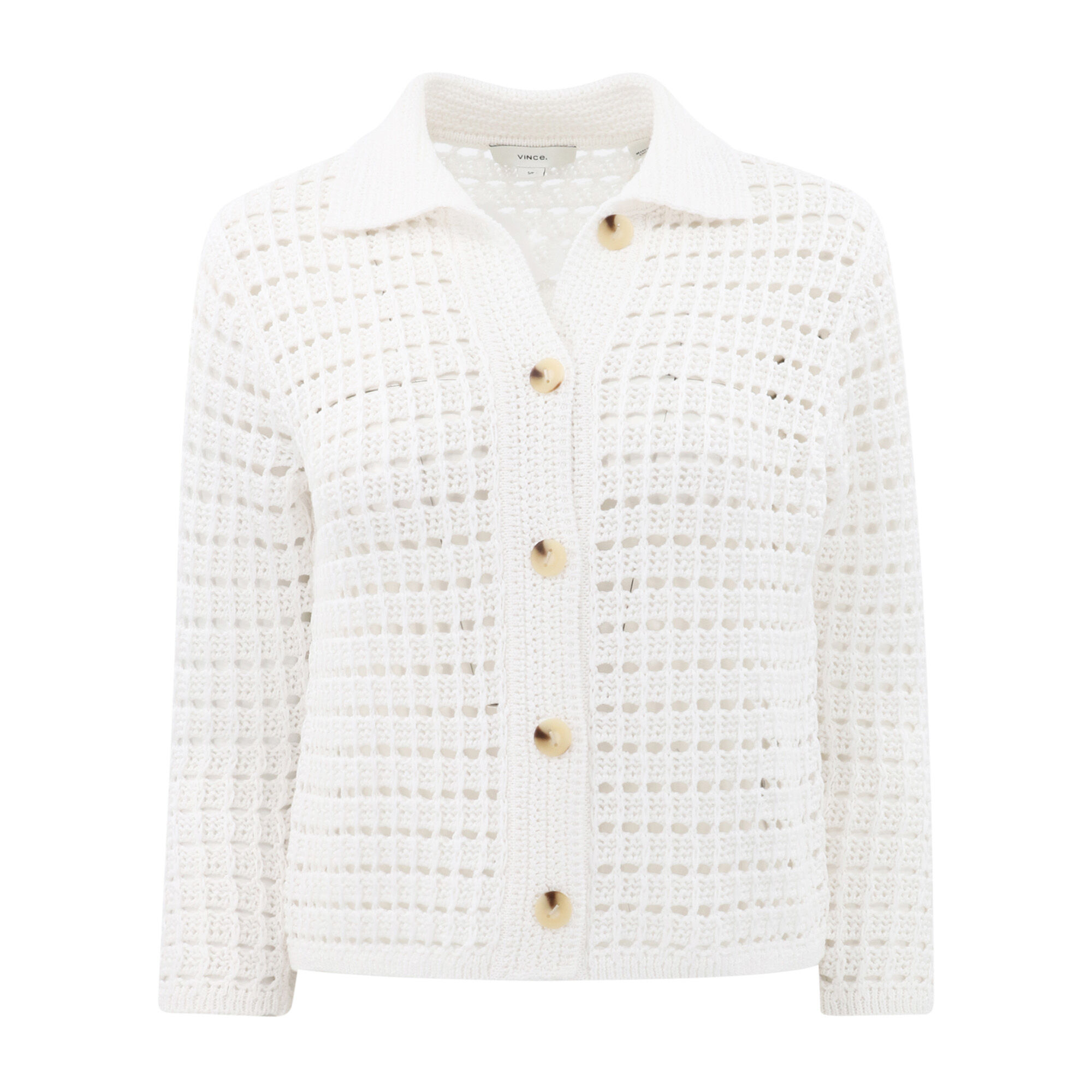 Vince Block-Stitch Cotton Three-Quarter-Sleeve Cardigan | Tootsies