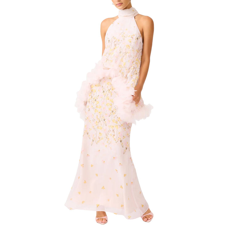 Tulsia Sleeveless Floral Cape Maxi Dress image number null