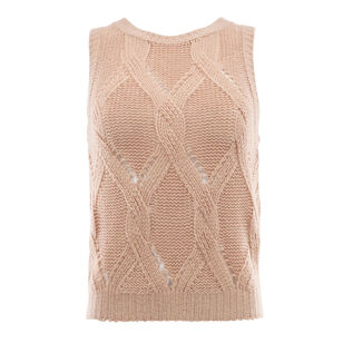 Kara Shrunken Cashmere Cable Knit Tank Top
