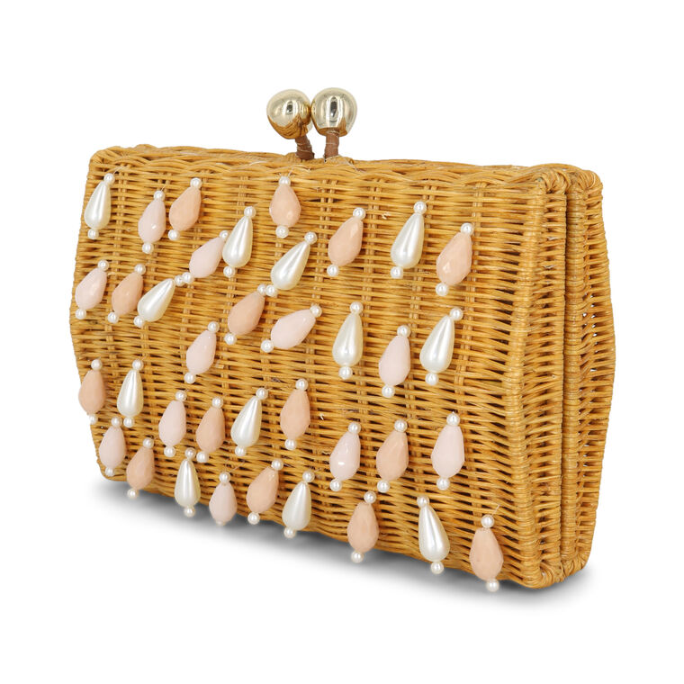 Corina Rain Mother-of-Pearl Wicker Handbag image number null