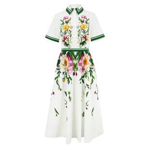 Floral Cotton Midi Shirt Dress