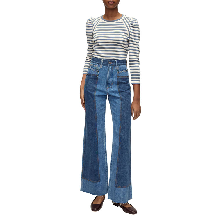 Delano Stripe Puff-Sleeve Top image number null