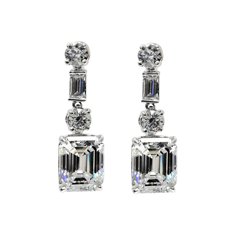 Emerald Cut Drop Earrings image number null