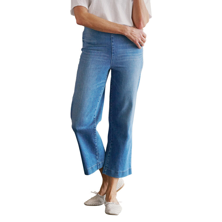 Westport Illusion Cropped Wide-Leg Pull-On Denim Pant image number null