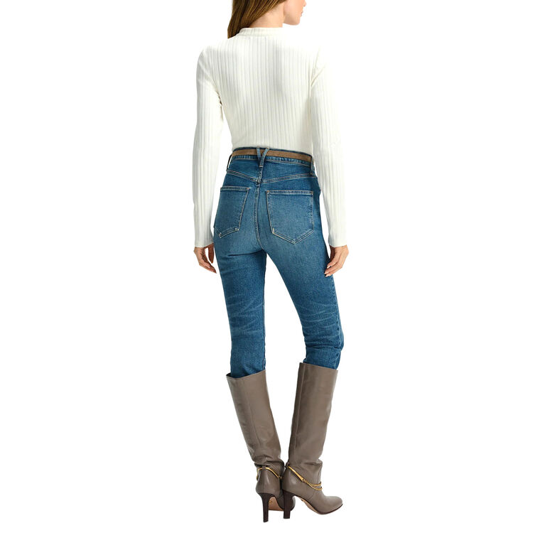 Jocelyn Long Sleeve Ribbed Knit Henley Top image number null