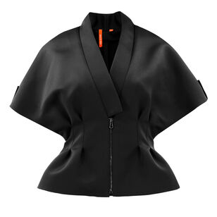 Short Sleeve Zip Peplum Blouse