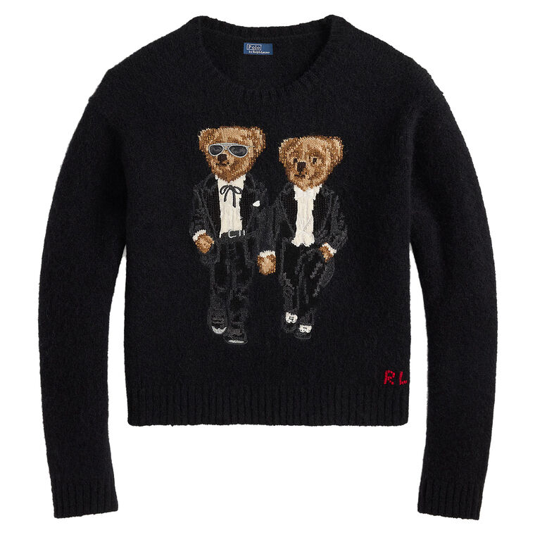Ralph And Ricky Tuxedo Bear Long Sleeve Pullover Sweater image number null