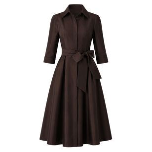 Belted Taffeta Shirt Dress