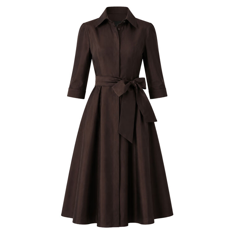 Belted Taffeta Shirt Dress image number null