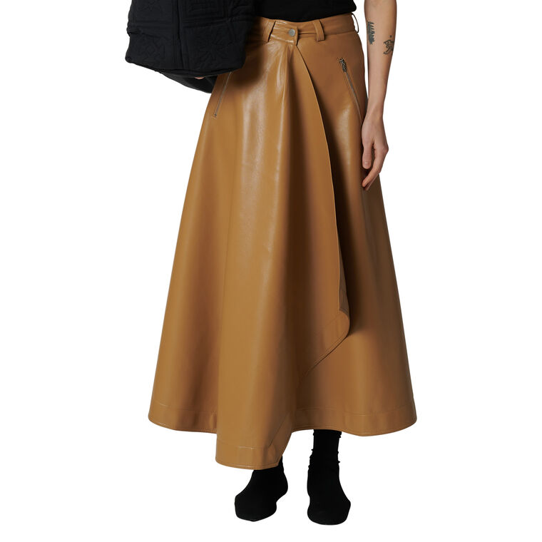 Neith Draped Alt-Leather Midi Skirt image number null