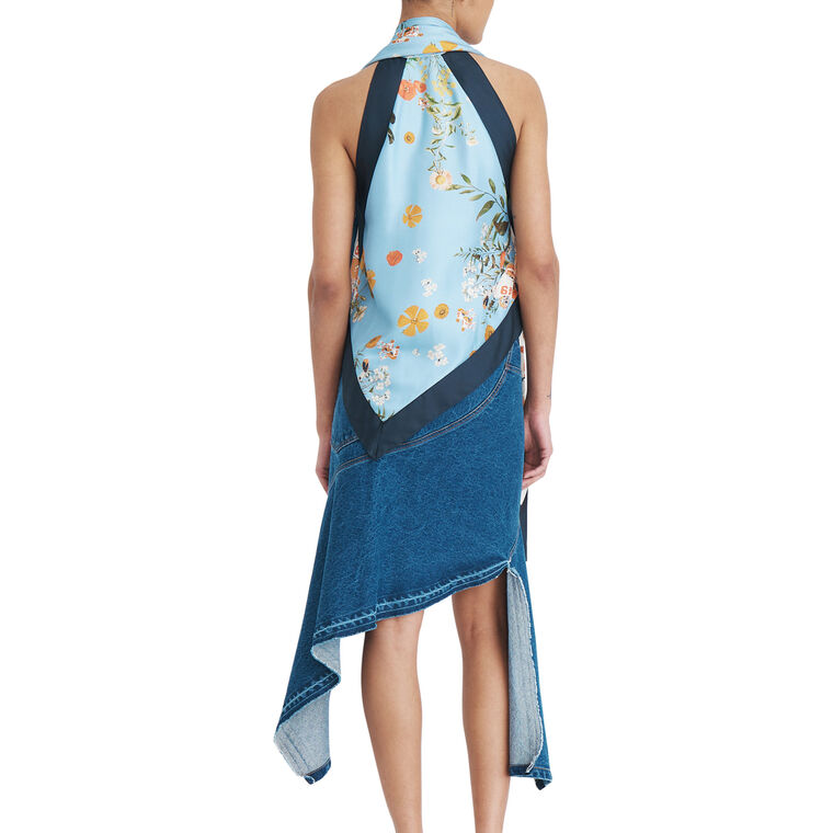 Printed Sleeveless Scarf Top image number null