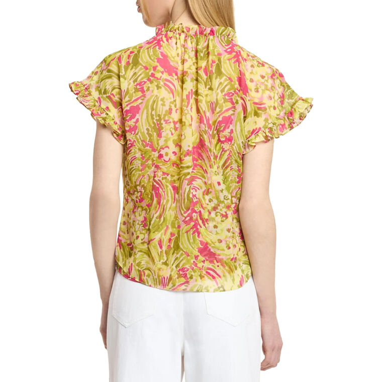 Jenise Daisy Swirl Flutter Sleeve Top image number null