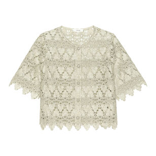 The Lace Short Sleeve Button Up Shirt