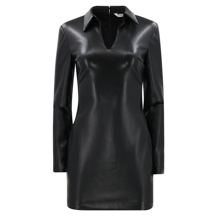 Sloane Long Sleeve Vegan Leather Dress image number null