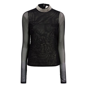 Stacked Jewelry Mesh Turtleneck