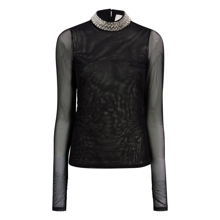 Stacked Jewelry Mesh Turtleneck image number null