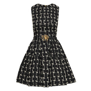 Sleeveless Frayed Denim Jacquard Mini Dress