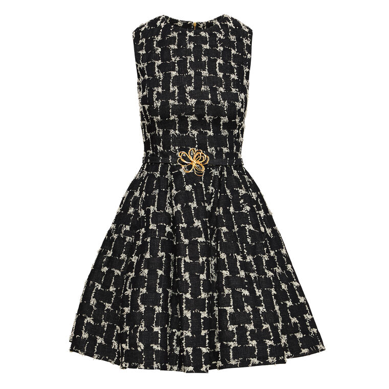 Sleeveless Frayed Denim Jacquard Mini Dress image number null