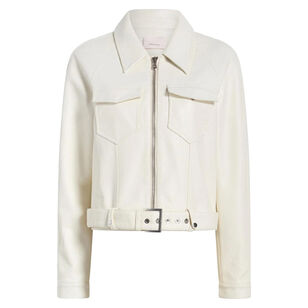 Saffira Belted Faux Leather Jacket