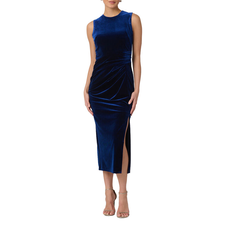 Viv Sleeveless Stretch Velvet Midi Dress image number null