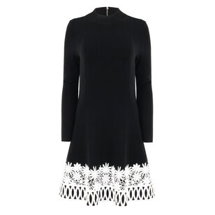Lace Trim Long Sleeve Fit And Flare Mini Dress Lace Trim Long Sleeve Fit And Flare Mini Dress