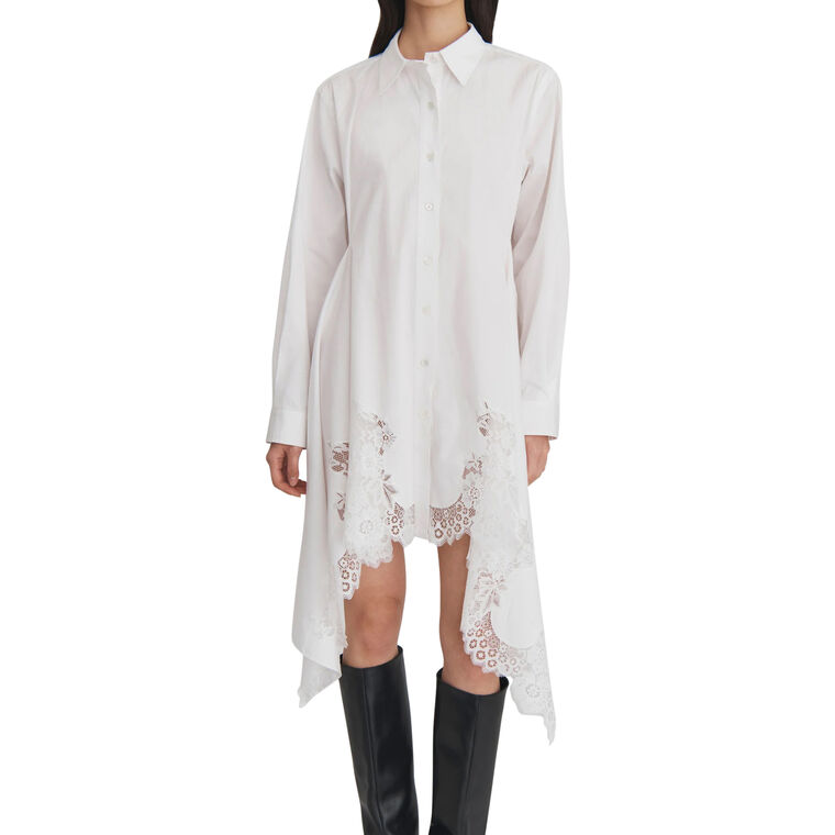 Lace Cascade Front Long Sleeve Shirtdress image number null