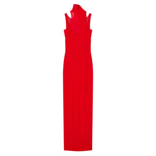Cay Sleeveless Scarf-Detail Maxi Dress