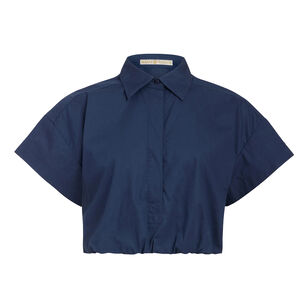 Sierra Short Sleeve Cropped Button-Up Top