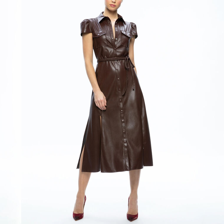 Miranda Vegan Leather Midi Dress image number null