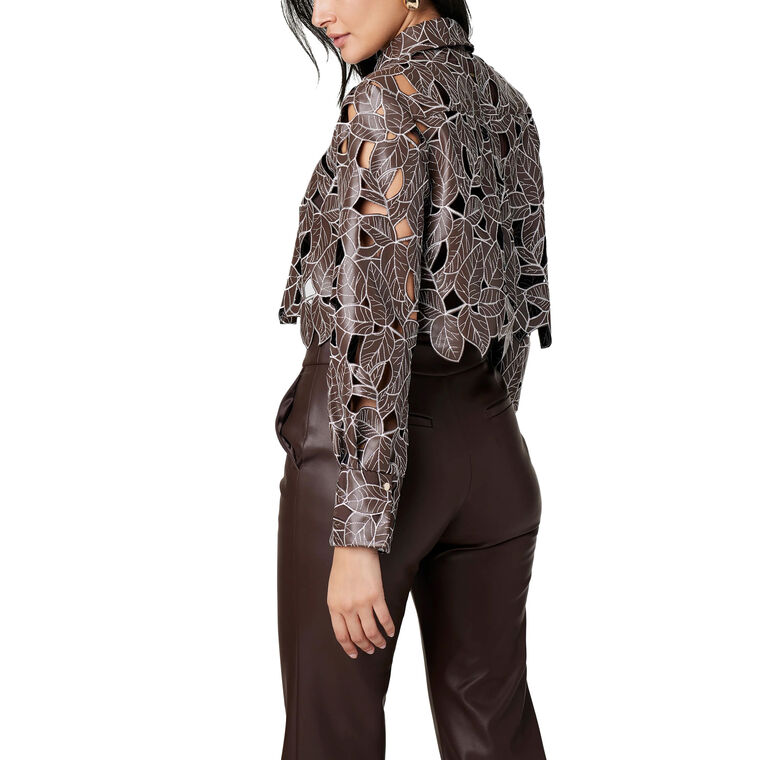 Beatrix Lace Vegan Leather Top image number null