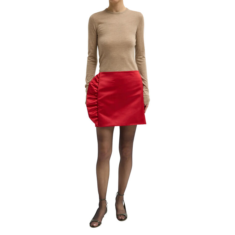 Tech Satin Side Ruffle Mini Skirt image number null