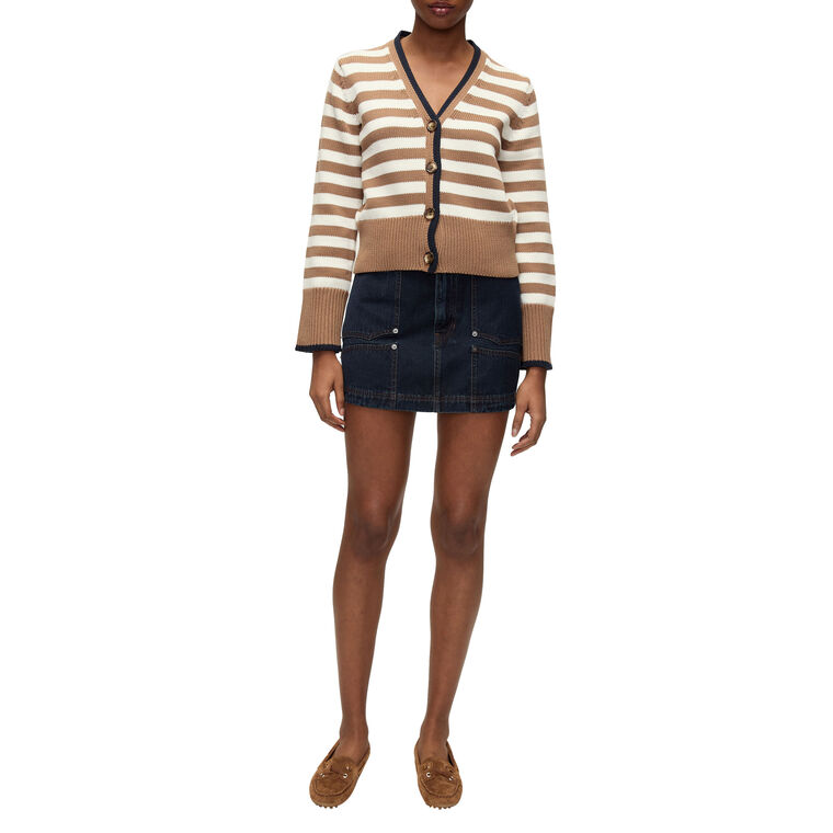 Monae Stripe Cotton Cardigan image number null