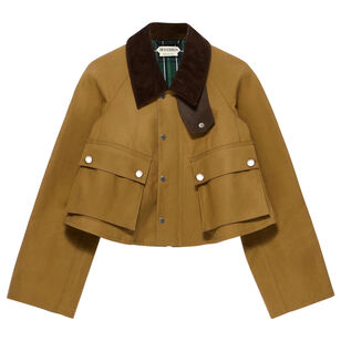 Cropped Contrast Collar Barn Jacket