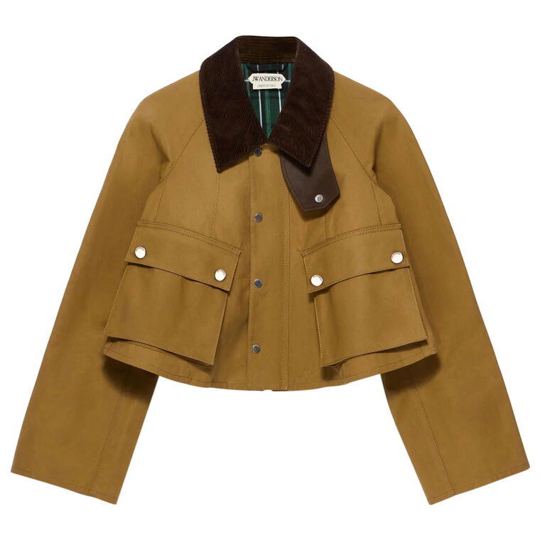 Cropped Contrast Collar Barn Jacket image number null
