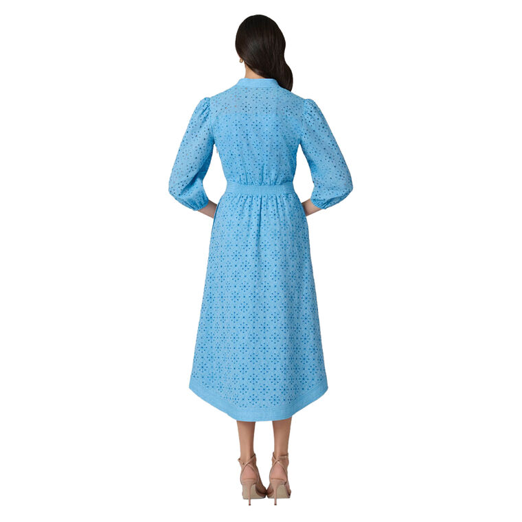 Adele Balloon Sleeve Belted Eyelet Midi Dress image number null