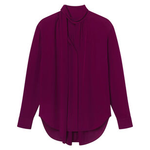 Vivi Long Sleeve Tie-Neck Silk Top
