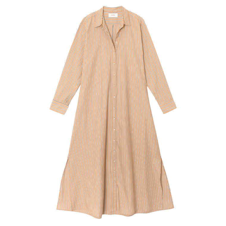 Boden Long Sleeve Crisp Cotton Stripe Midi Dress image number null