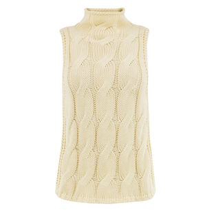 Salvia Sleeveless Cashmere Cable Knit Turtleneck