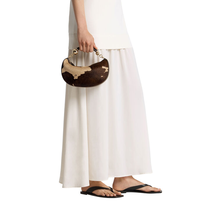 Crescent Moon Mini Pony Hair Top Handle Bag image number null