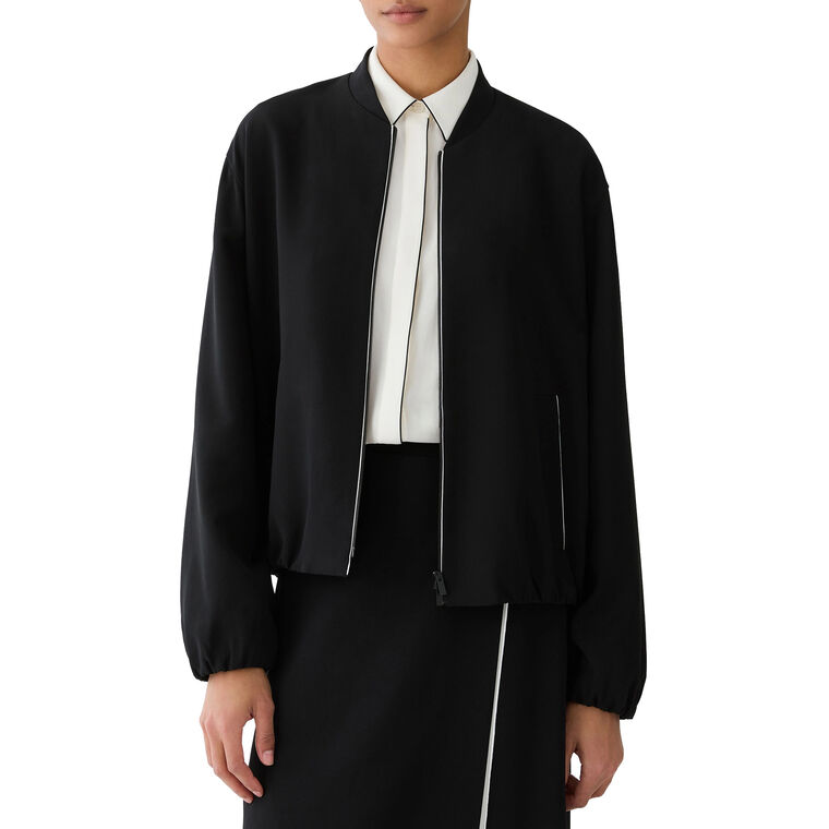 Zip Front Bomber Jacket With Contrast Piping image number null