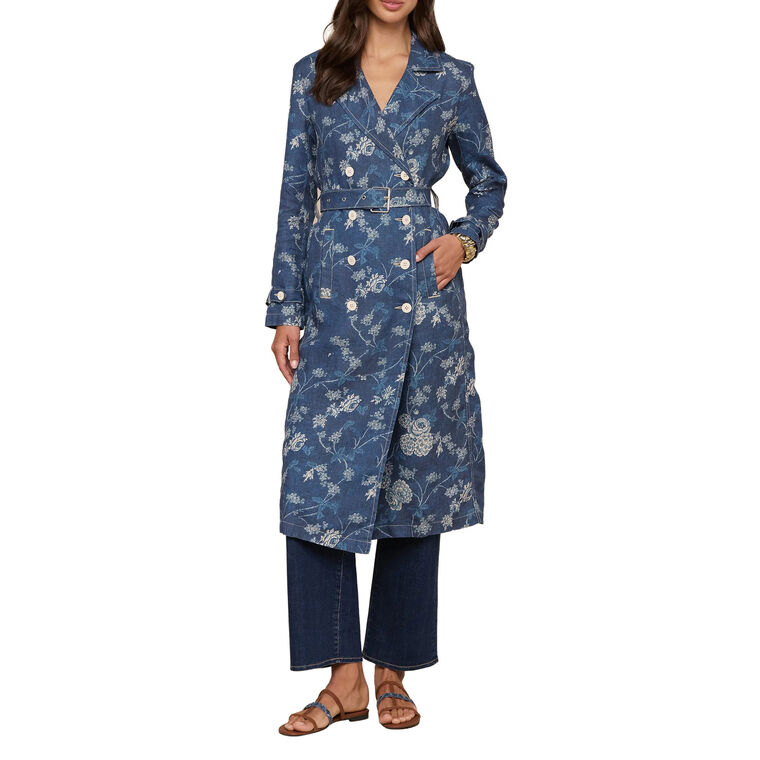 Bradley Belted Linen Trench Coat image number null